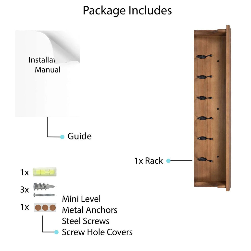 Wood Wall-Mounted Key Holder With Shelf, Mail Organizer And Large Coat Hooks