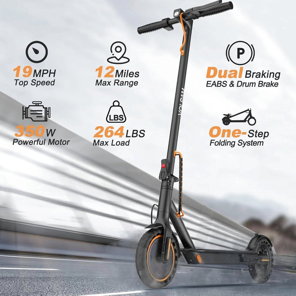 Electric Scooter, 350W/500W Powerful Motor, 8.5"/10" Solid Tires, 19/22Mph, 28/21/12 Miles Range,Dual Braking