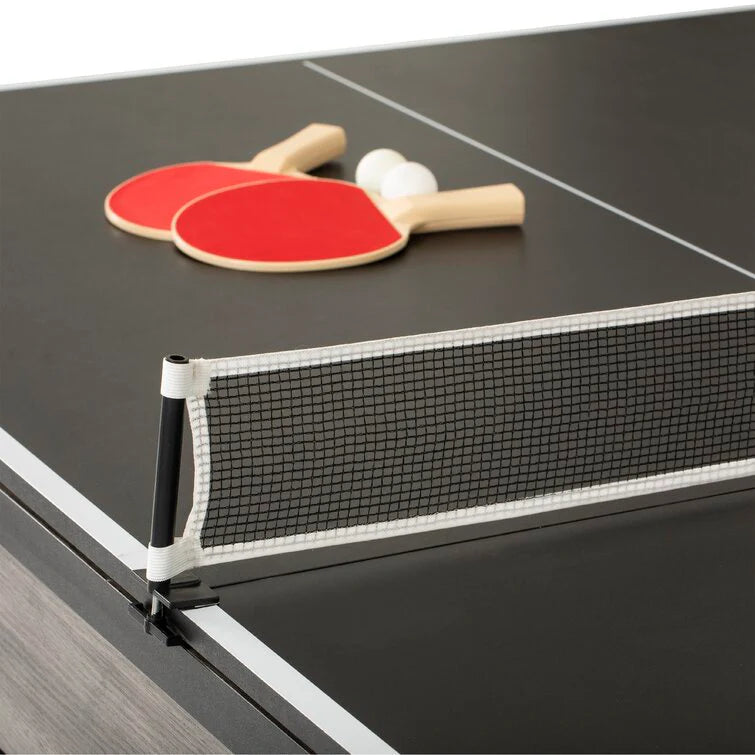 7' 3-In-1 Combination Table With Billiards, Table Tennis, Dining Table, And Storage Benches