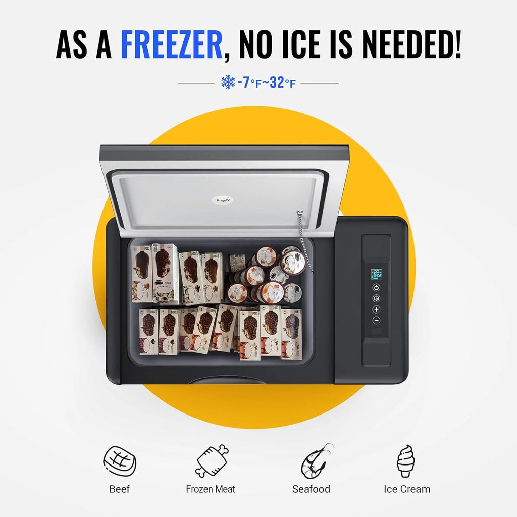 BougeRV 23 Quart Portable Car Refrigerator Freezer, Grey, 12/24V DC - CR22