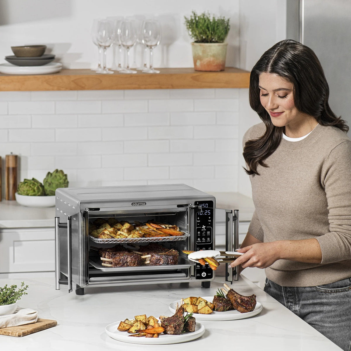 Gourmia French Door Digital Toaster Oven Air Fryer, 6-Slice, 24L, Stainless Steel - GTF2440
