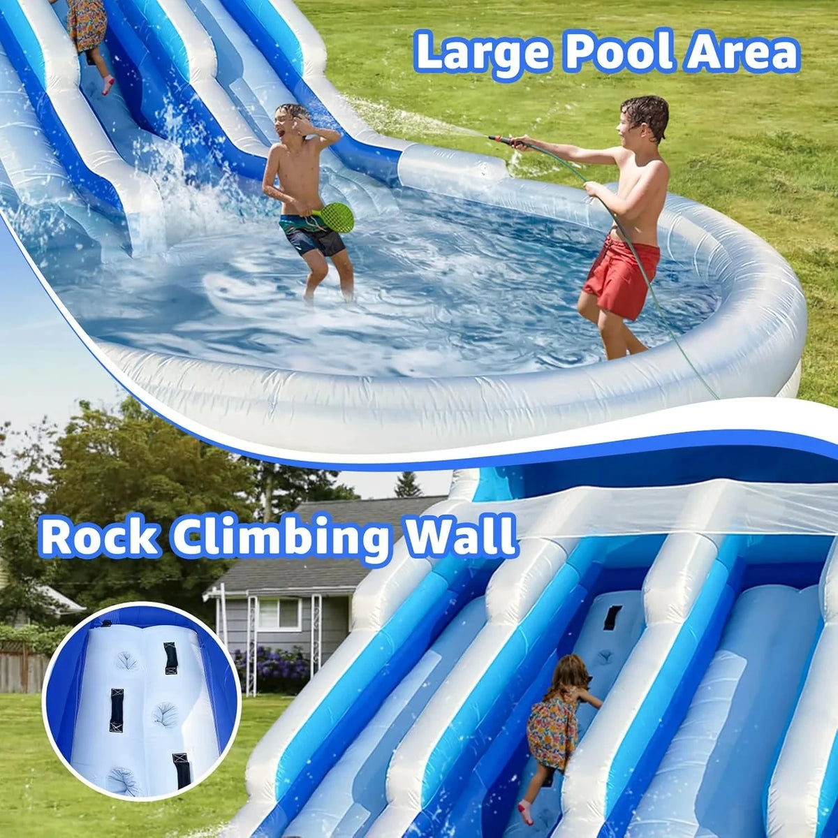 CHUNNIAN Inflatable Water Slide Bounce House 20.6x9.5x9.3 Ft Blue With Blower