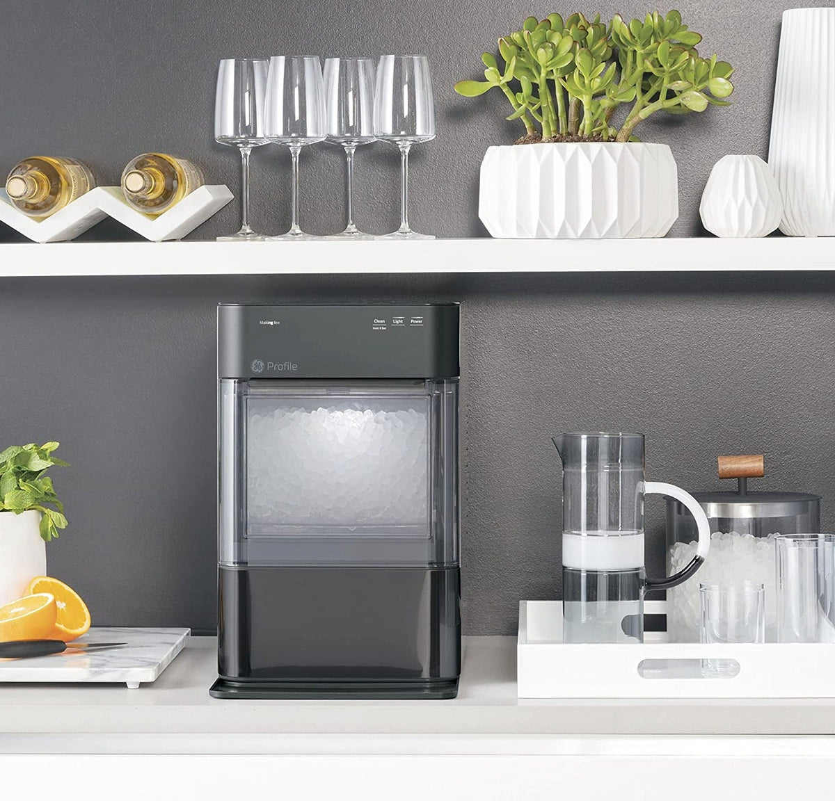 GE Profile Opal 2.0 | Countertop Nugget Ice Maker | Ice Machine with WiFi Connectivity | Smart Home Kitchen Essentials | Black Stainless