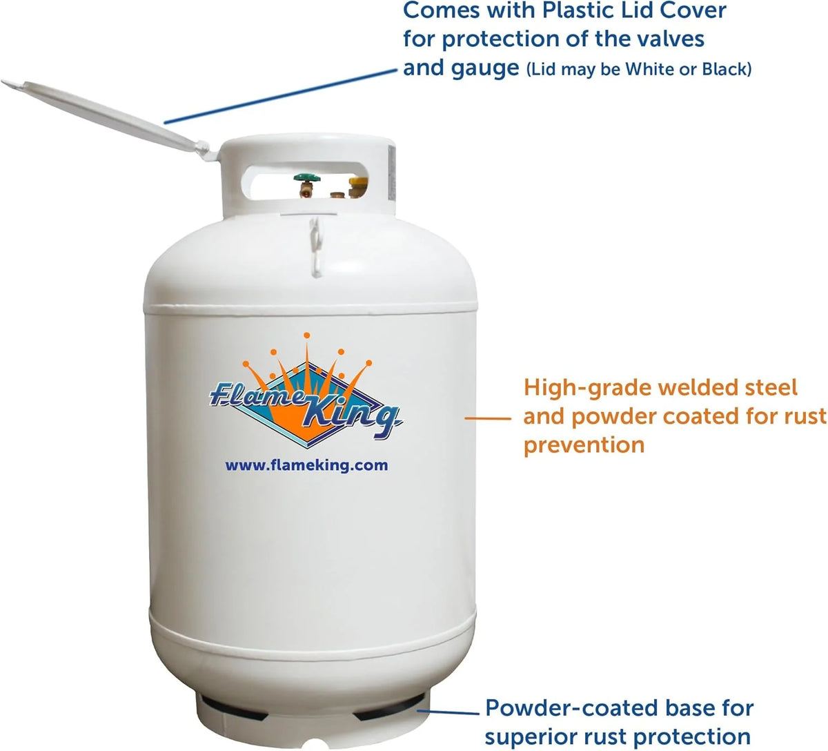 Flame King Vertical Propane Tank 420LB - White