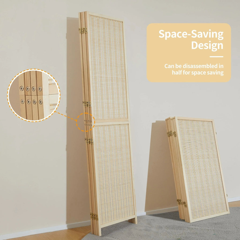Bamboo 4-Panel Folding Room Divider, 6FT