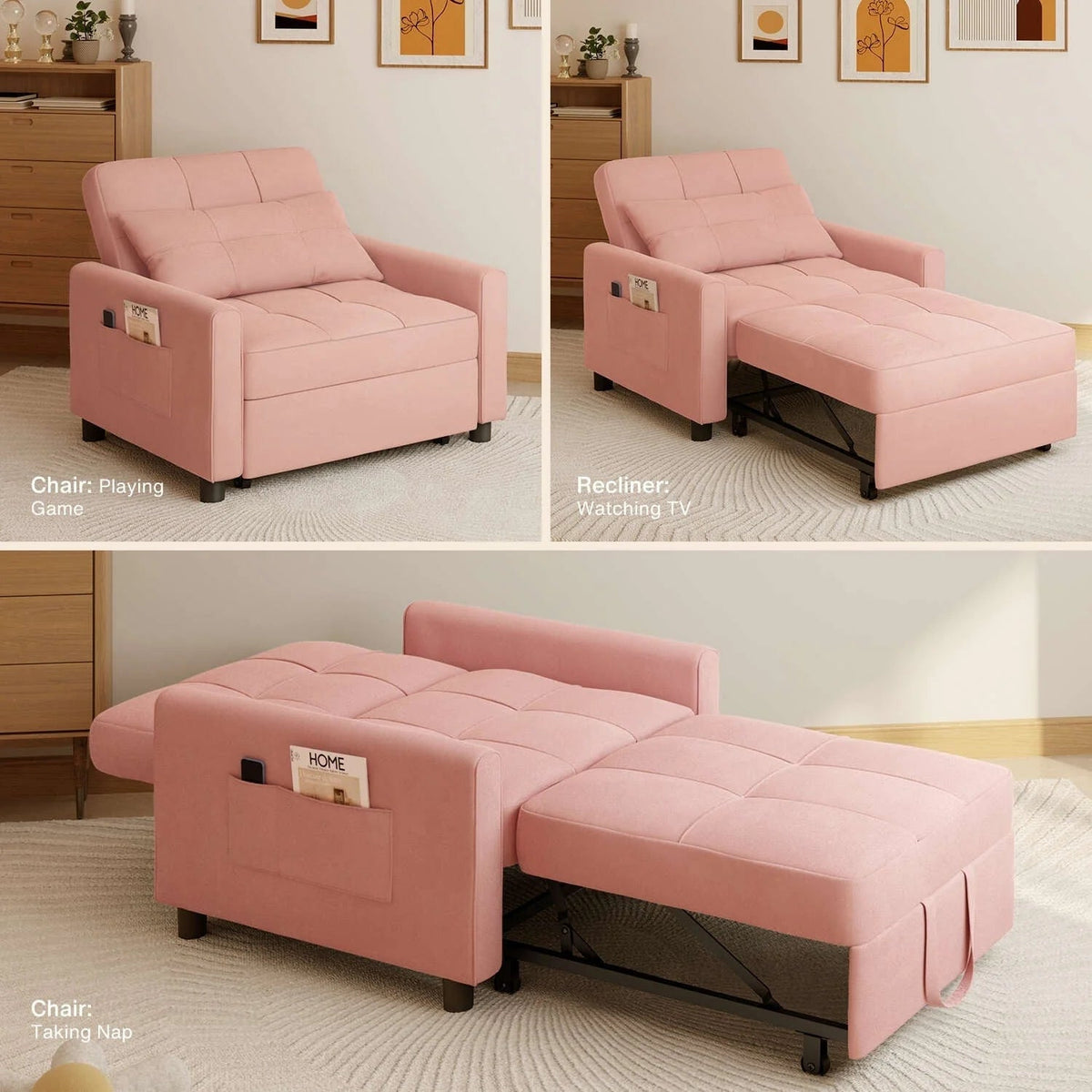 3-in-1 Adjustable Pull-Out Sleeper Sofa Bed With 330 Pounds Capacity