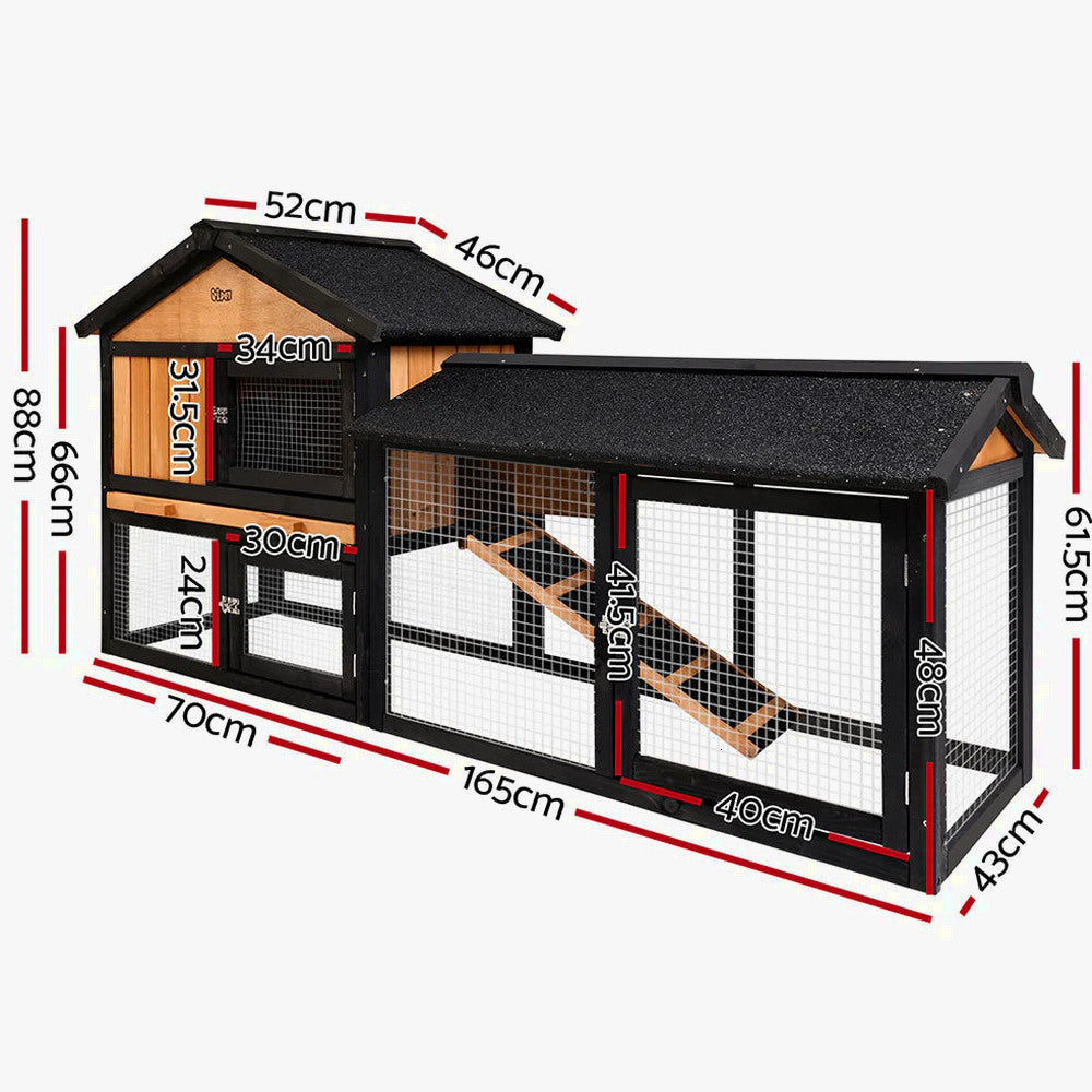 Extra Large Wooden Outdoor Chicken Coop Rabbit Hutch with Run - i.Pet