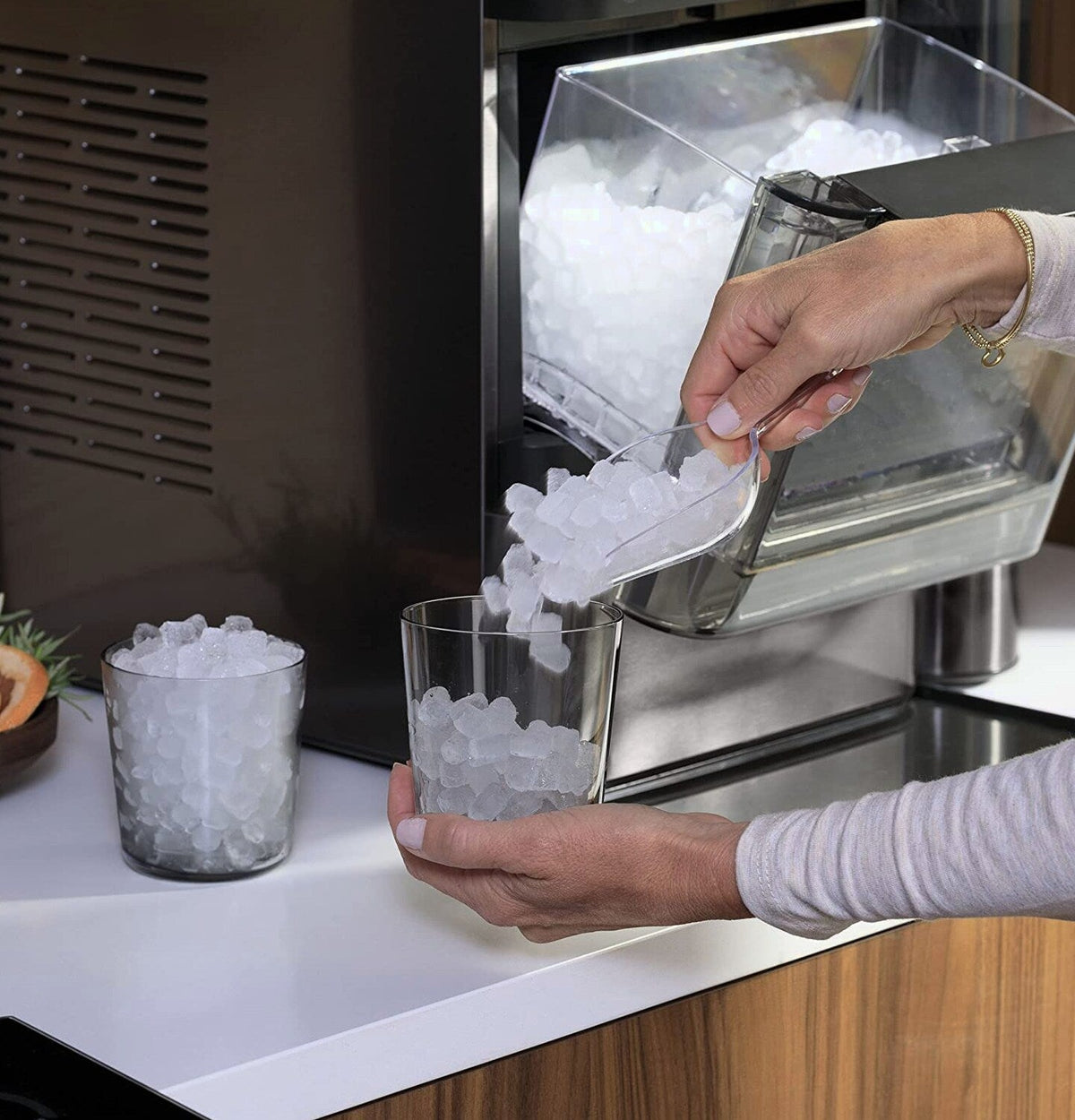 GE Profile Opal 2.0 | Countertop Nugget Ice Maker | Ice Machine with WiFi Connectivity | Smart Home Kitchen Essentials | Black Stainless