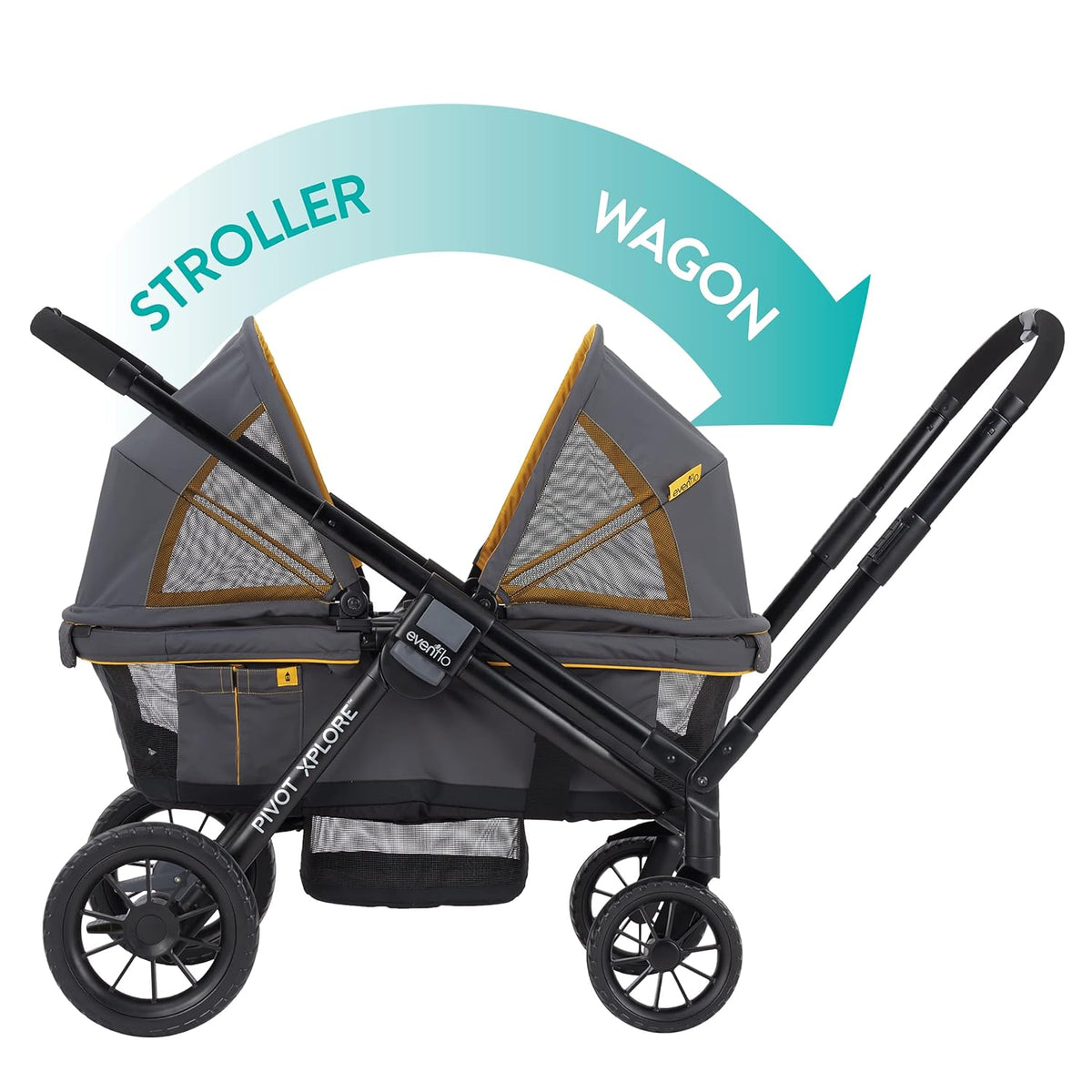 2-in-1 All-Terrain Baby Stroller Wagon With Canopy And Storage - Gray
