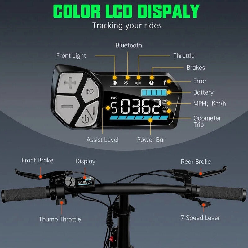 TST Electric Bike 4.0 Fat Tire Foldable Ebike 48V 13Ah Battery 750W Electric Commuter Bicycle with LCD 20" One-Step Folding Electric City Bike for Men Women Black