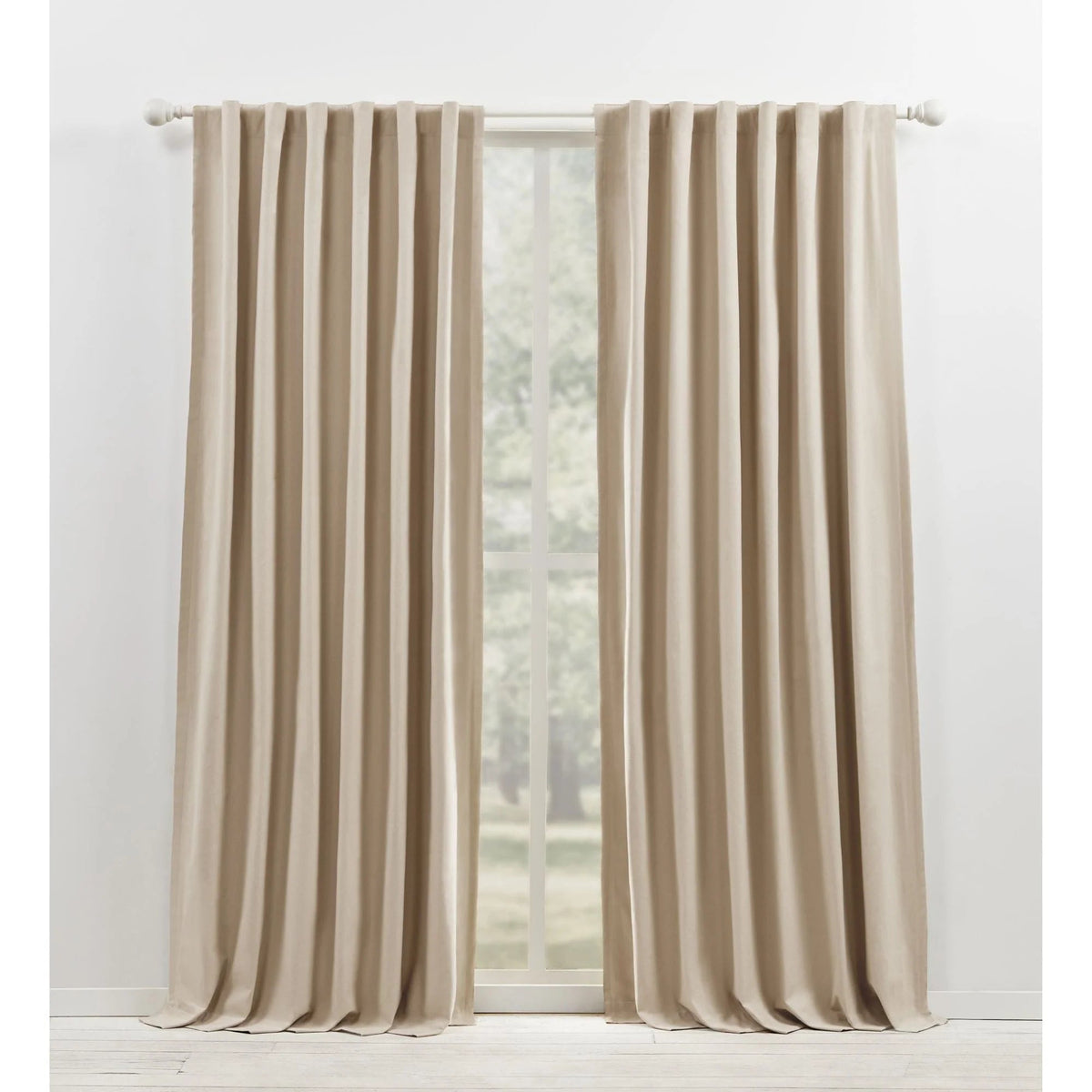 Blackout Single Window Curtain Panel, Back Tab And Rod Pocket, 100% Cotton