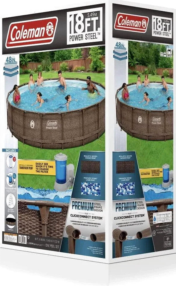 Coleman 18 x 48 Power Steel Frame Above Ground Swimming Pool Set