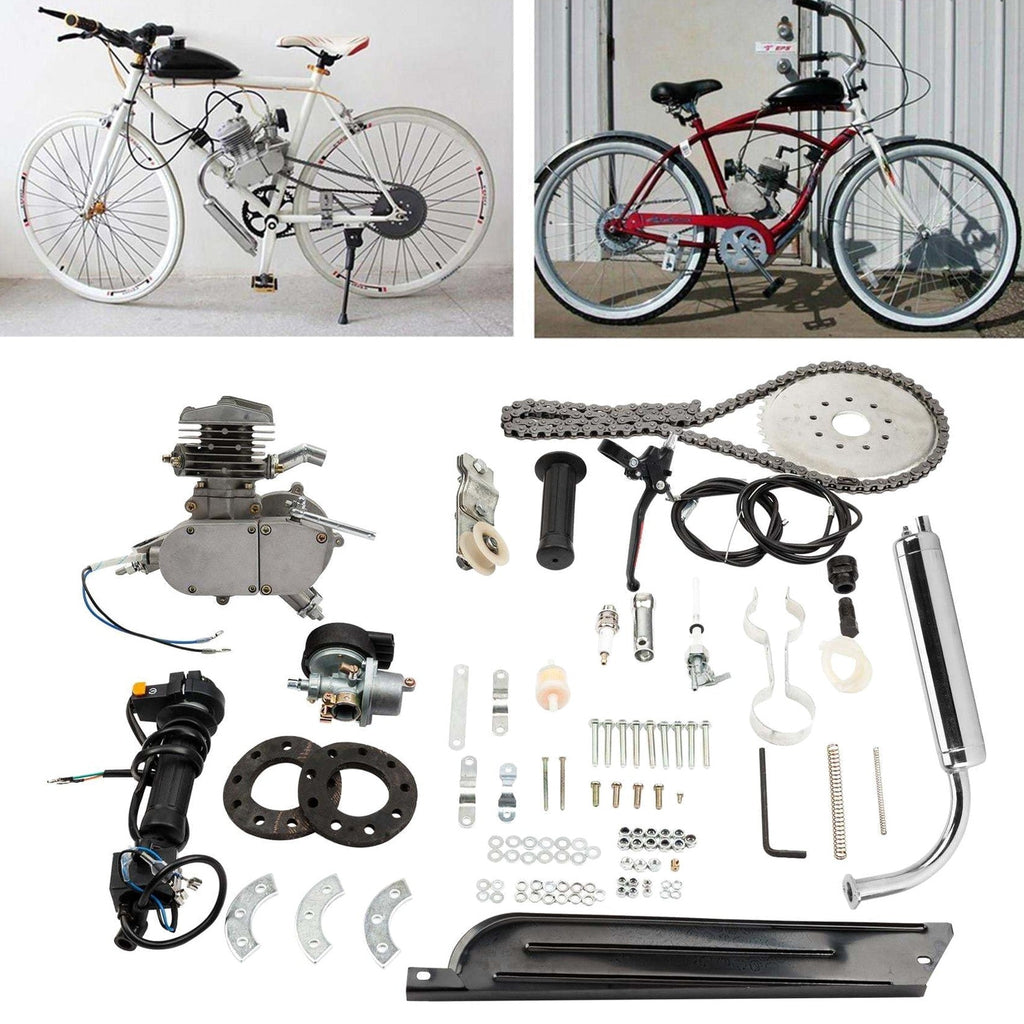 Zimtown 80cc 2 Stroke Engine Bike Motor Kit for 26′′ Bicycles, Silver White