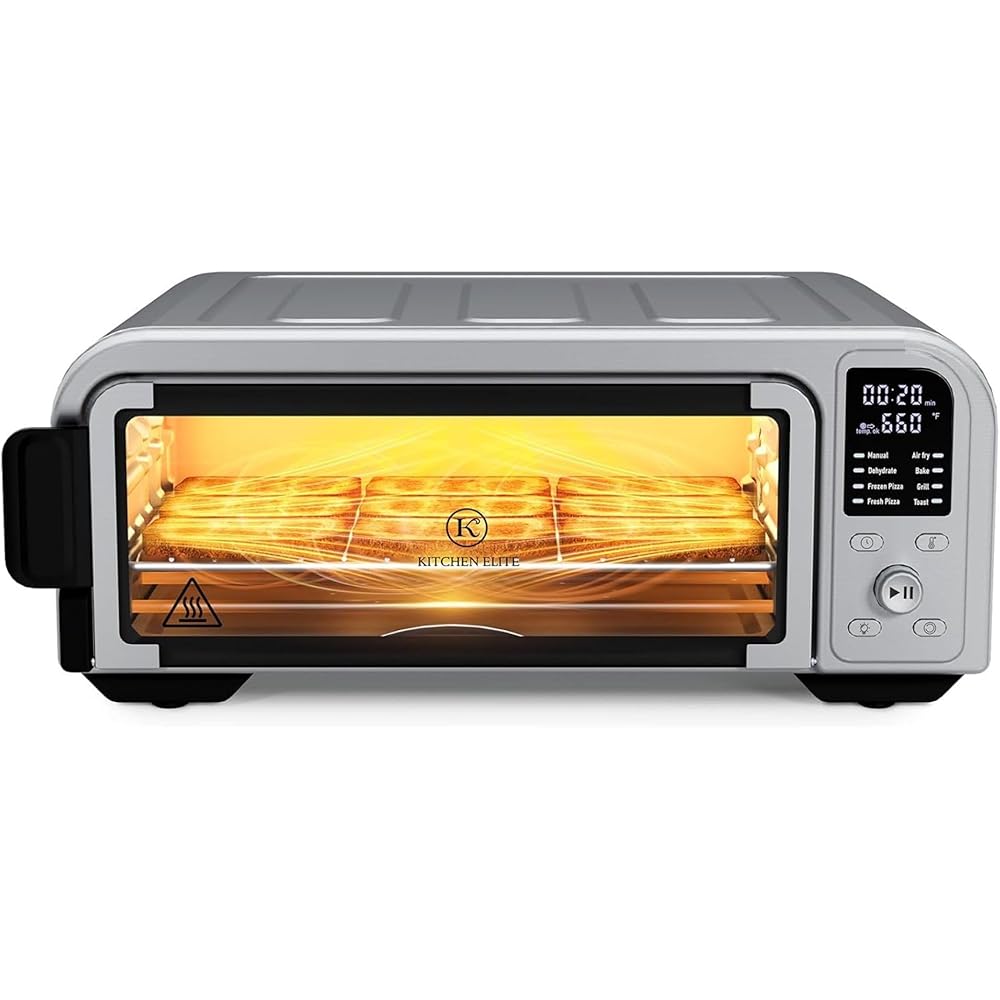 Kitchen Elite 8-in-1 Digital Toaster Oven Air Fryer Combo, 18 Liters, Stainless Steel, Silver