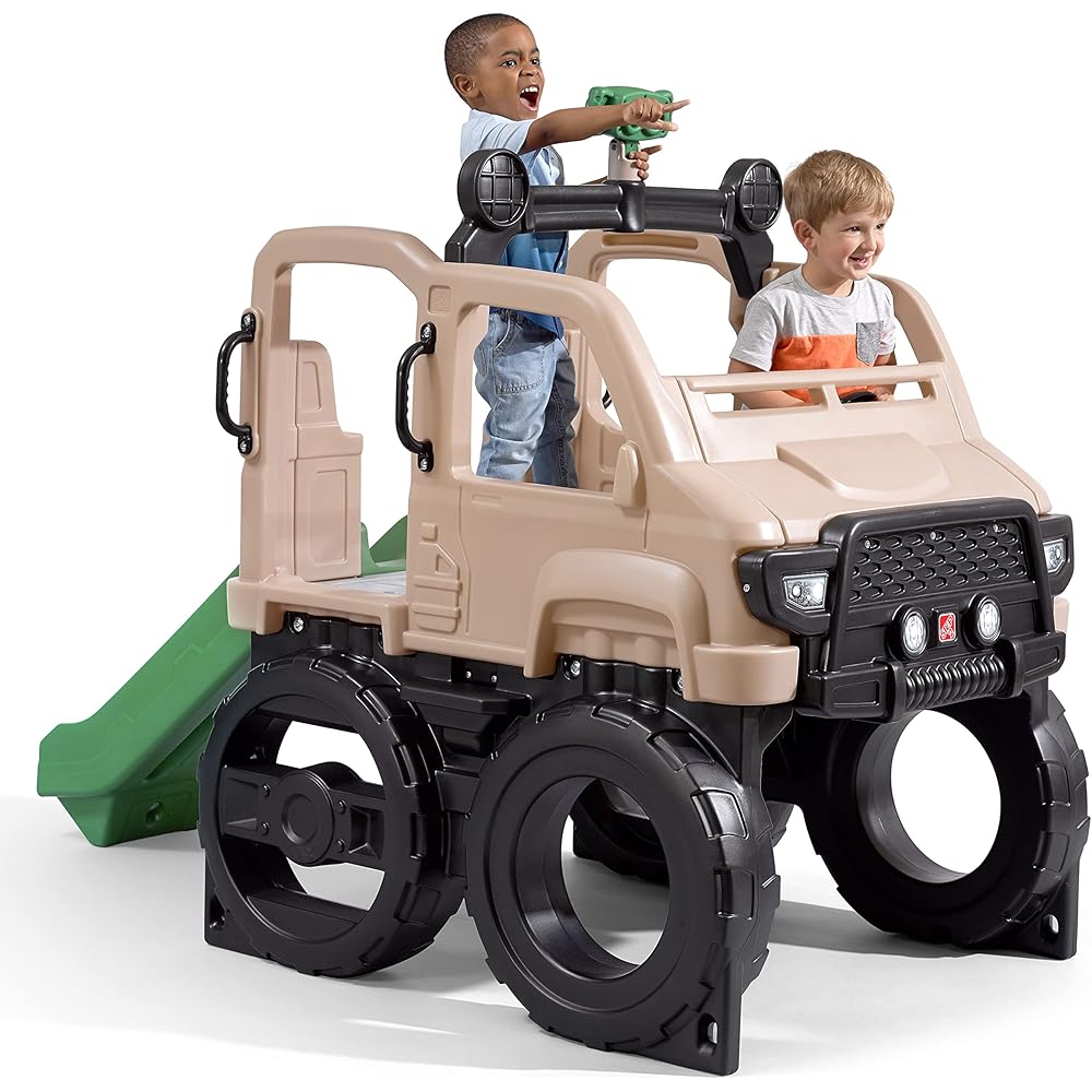 Step2 Safari Truck Climber Outdoor Playset, Brown, 85in L x 42in W x 61in H, Ages 2-5