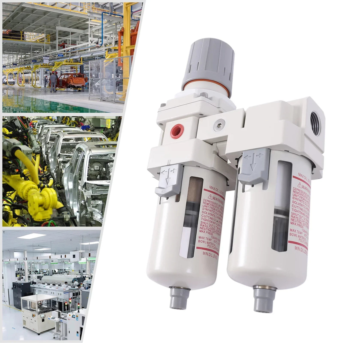YIYIBYUS 1/2 in NPT Air Pressure Regulator Dryer Filter System With Water Trap Separator