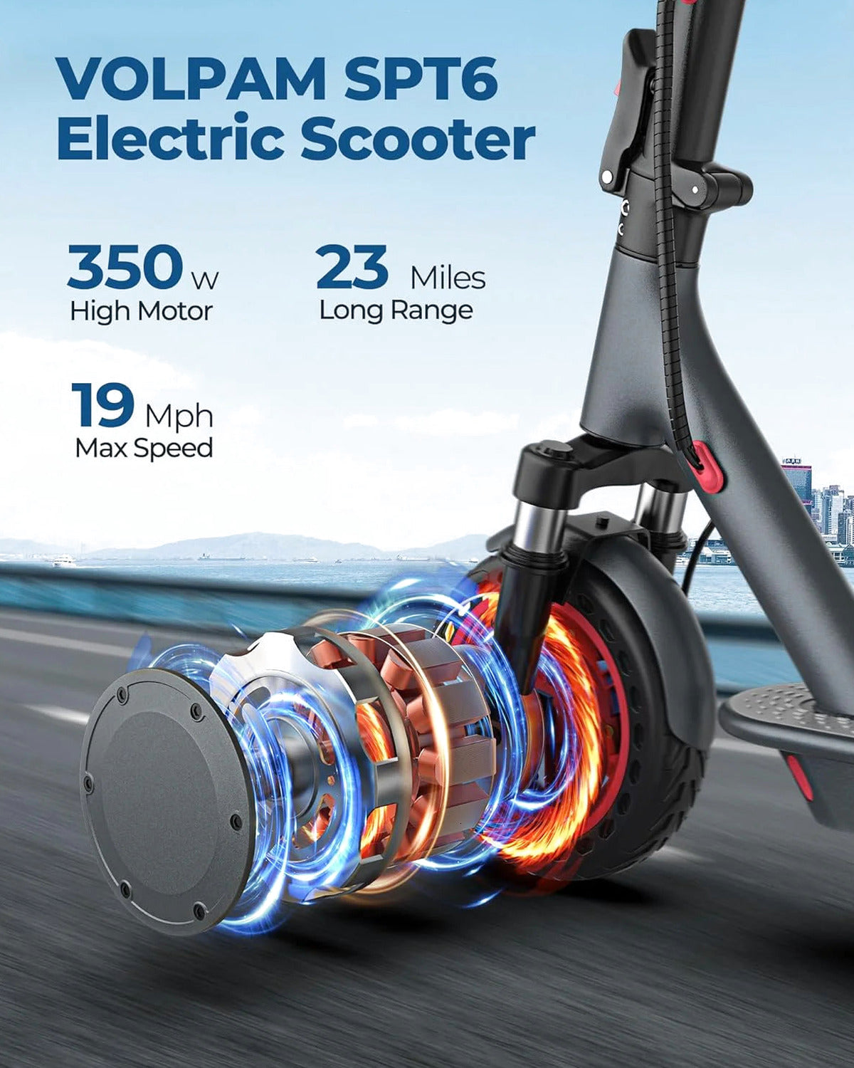Electric Scooter, 350W/500W Powerful Motor, 8.5"/10" Solid Tires, 19/22Mph, 28/21/12 Miles Range,Dual Braking