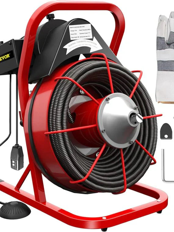 Brand Electric Drain Cleaner Machine, 75 Ft x 3/8 Inch, Fits 1-4 Inch Pipes, 4 Cutters