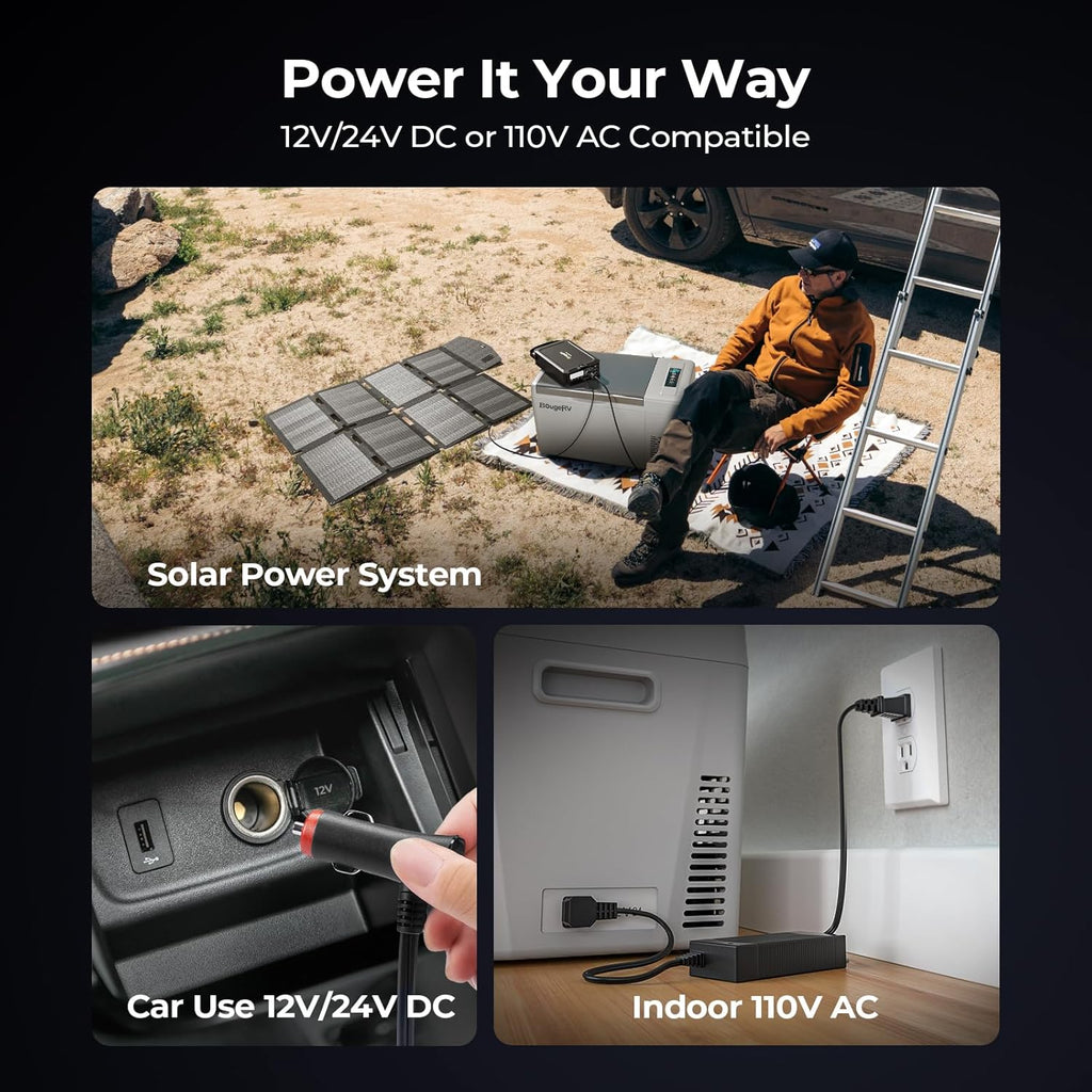 BougeRV 23 Quart Portable Car Refrigerator Freezer, Grey, 12/24V DC - CR22