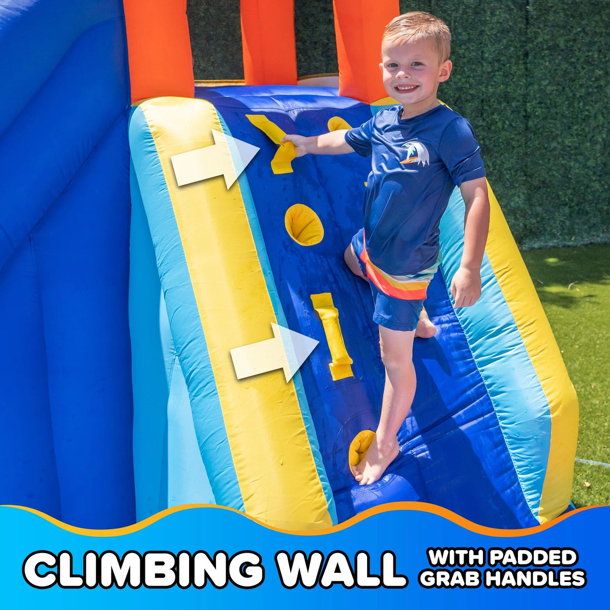 Sportspower Inflatable Water Slide With Climbing Wall And Splash Pool, Ages 3-8, 250 lbs - Big Wave II