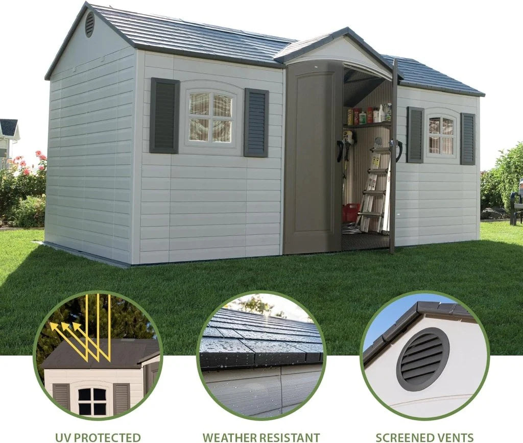 Outdoor Storage Shed, 8 x 15 Foot, Desert Sand - 6446