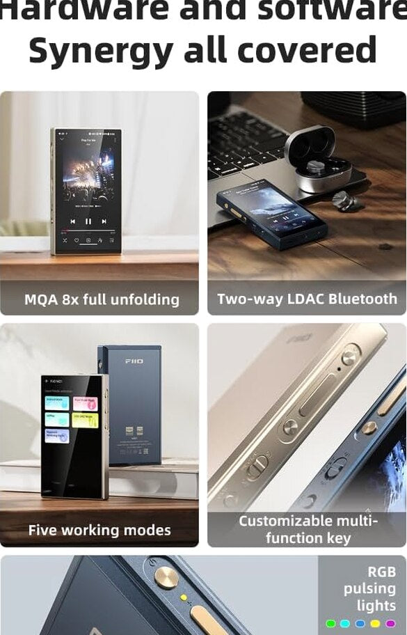 FiiO M21 Android 13 Hi-Res Music Player, Snapdragon 680, Blue-Black