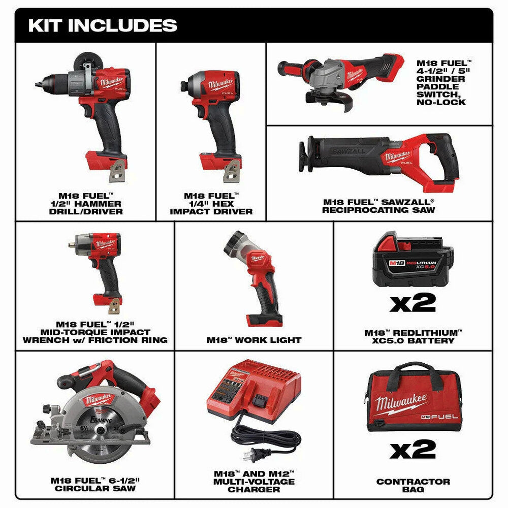 FUEL Lithium-Ion Brushless Cordless 7 Tool Combo Kit 5.0 Ah 18V M18