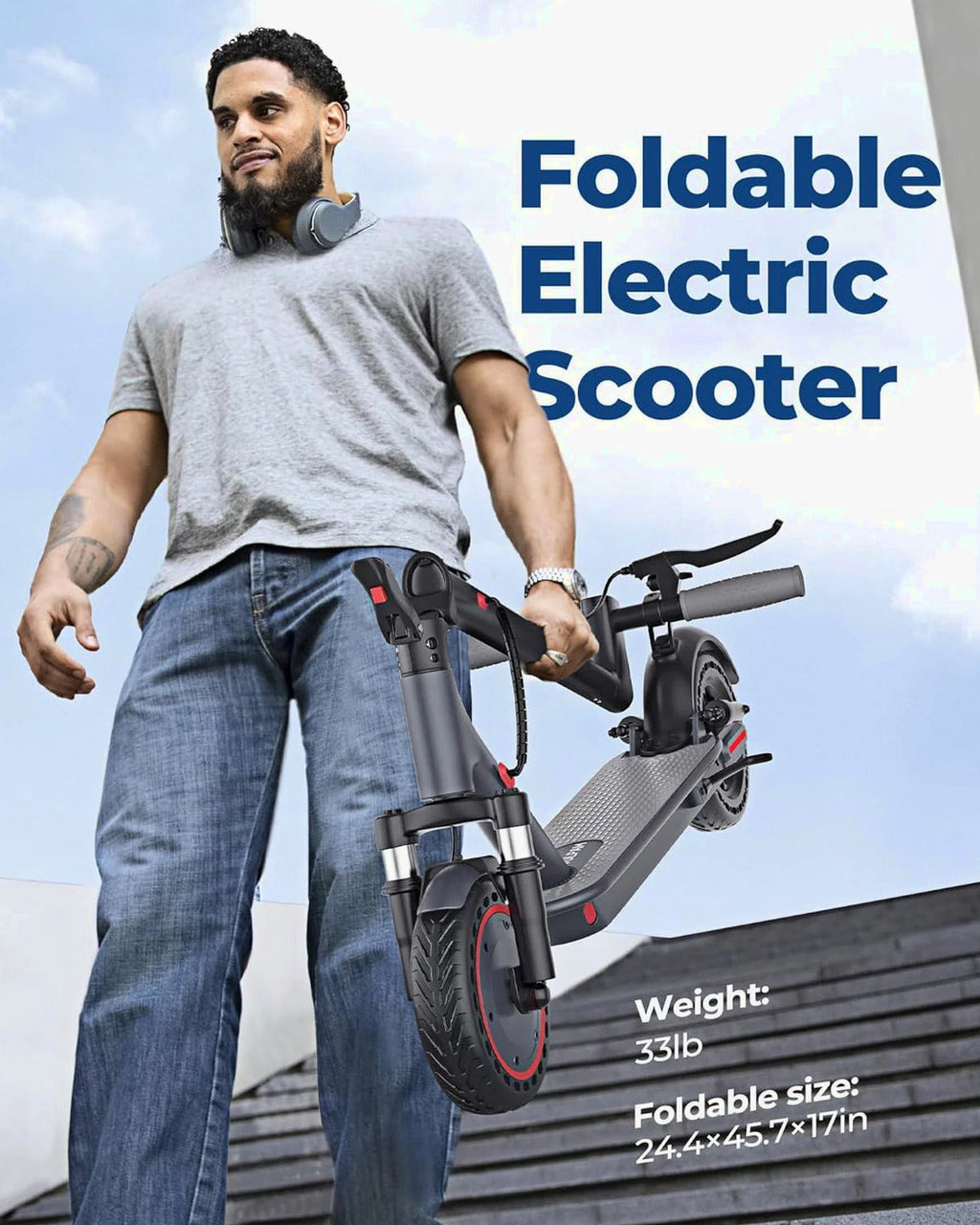 Electric Scooter, 350W/500W Powerful Motor, 8.5"/10" Solid Tires, 19/22Mph, 28/21/12 Miles Range,Dual Braking