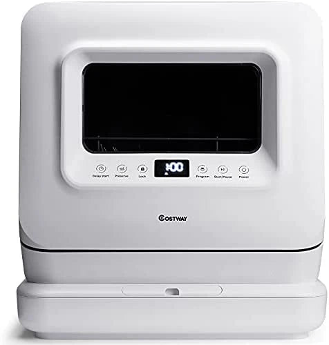 COSTWAY Portable Countertop Dishwasher, 7.5L Water Tank, White - 10015-CYFP