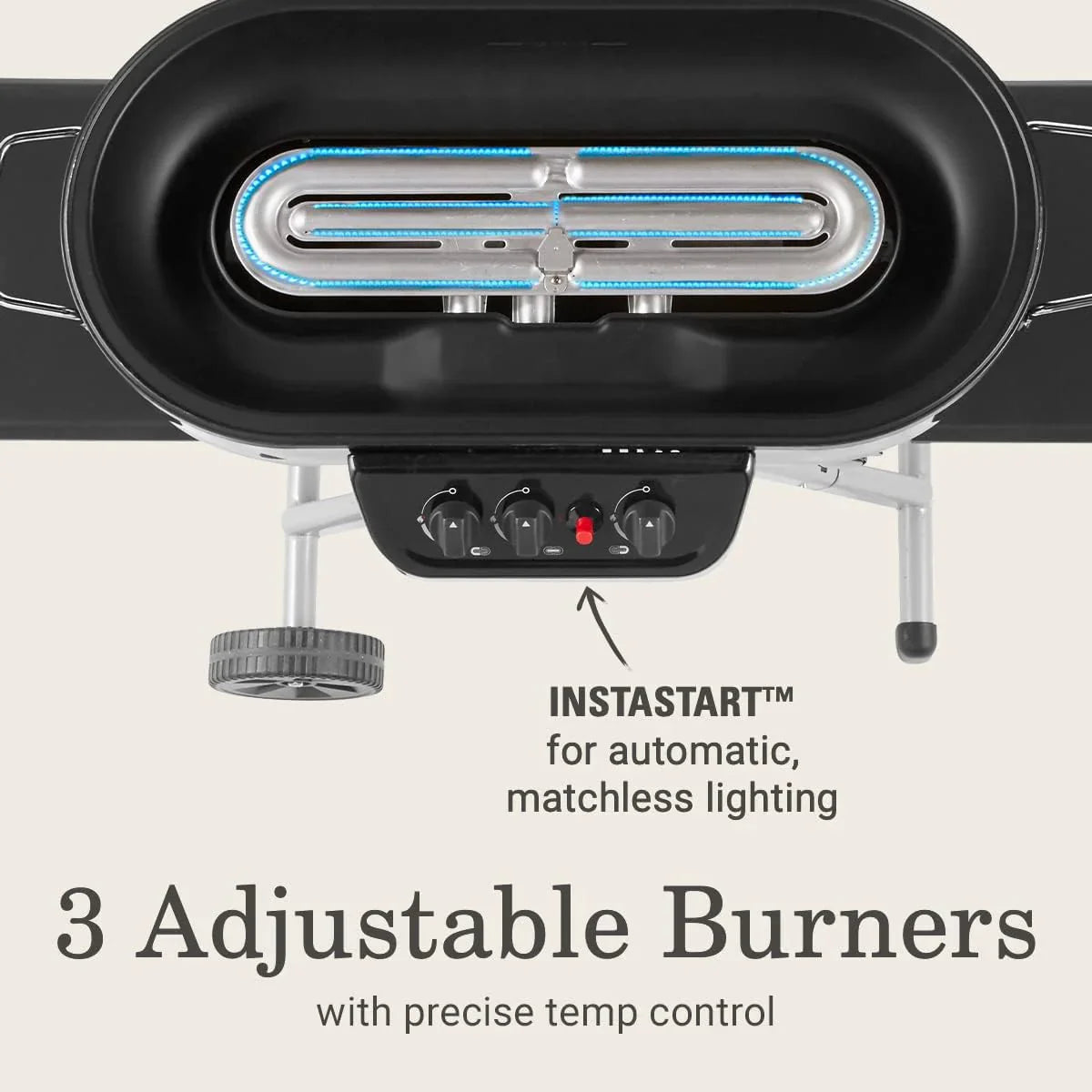 RoadTrip 285 Portable Stand-Up Propane Grill - 3 Adjustable Burners