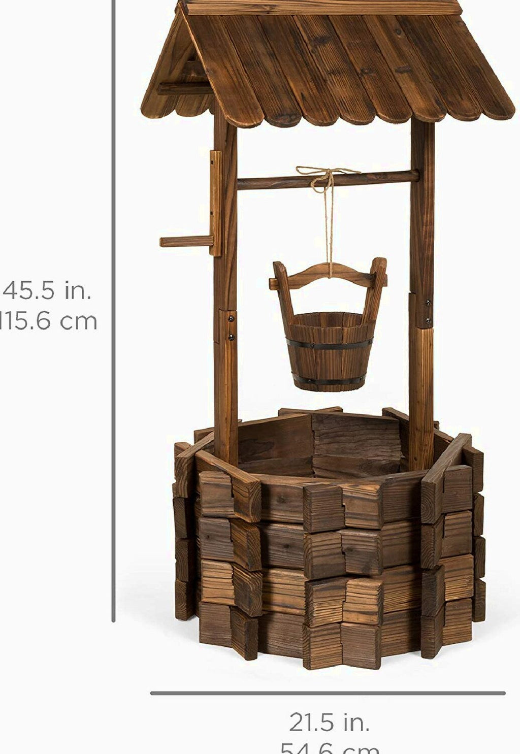 Best Choice Products Rustic Wooden Wishing Well Planter Outdoor Home Décor for Patio, Garden, Yard w/Hanging Bucket