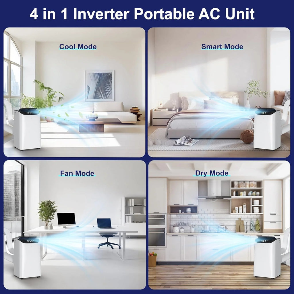 HUMHOLD 14000 BTU Portable Air Conditioner, White - HDPAC-10-A1