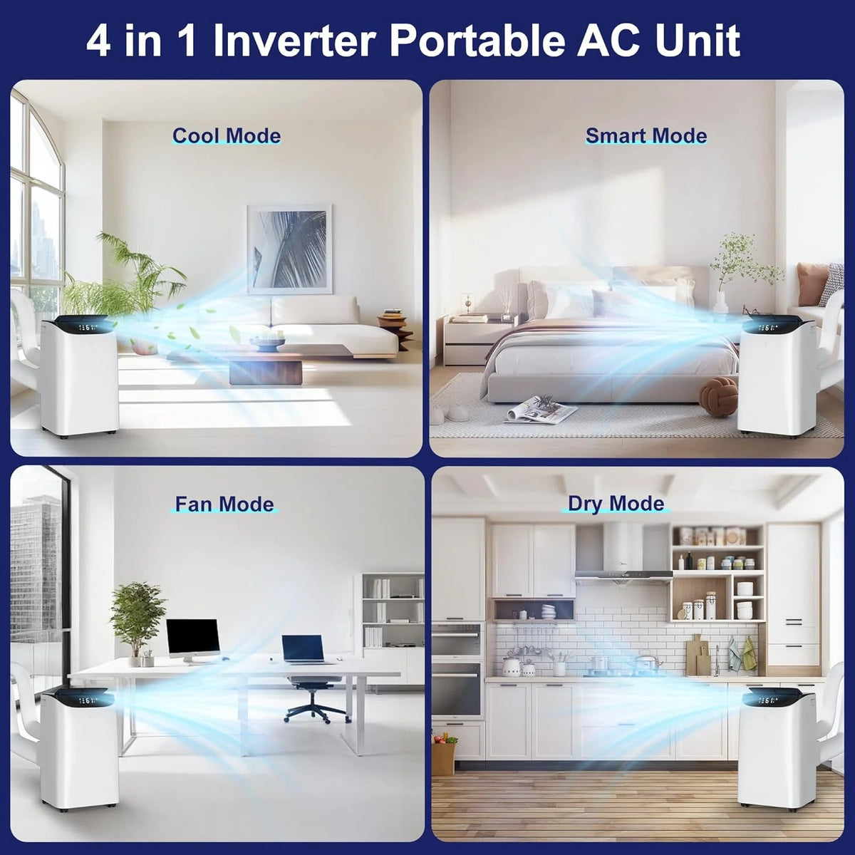 HUMHOLD 14000 BTU Portable Air Conditioner, White - HDPAC-10-A1