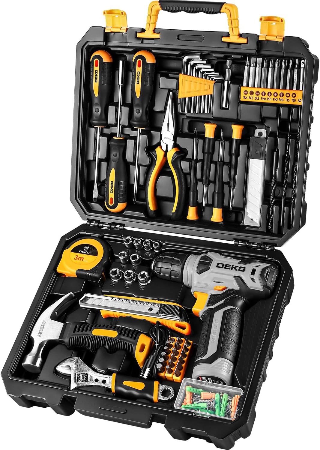 DEKOPRO 126 Piece Home Tool Kit With 8V Cordless Drill - DKMT126-G