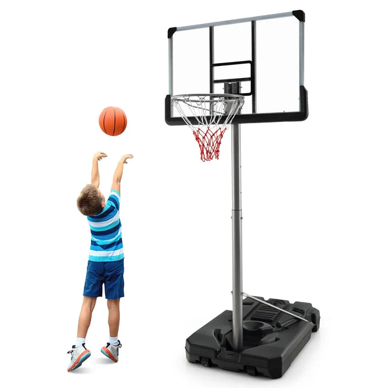 Portable Outdoor Basketball Hoop System, 64-79 inch Adjustable Height, 44 inch Backboard, Black
