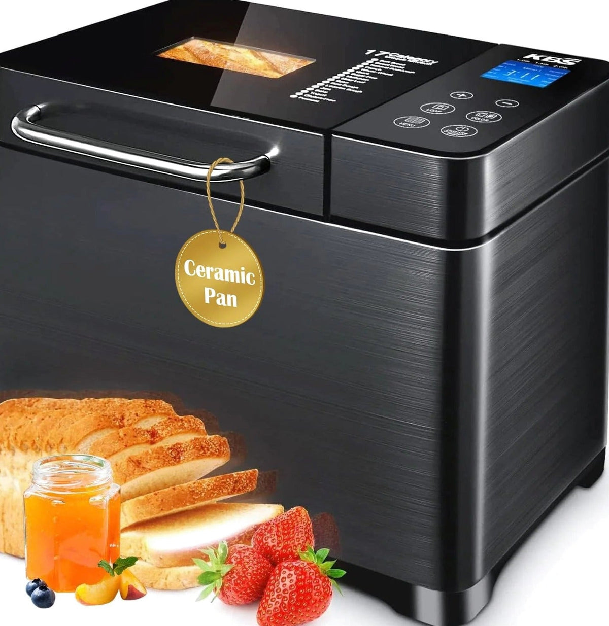 KBS 17-in-1 Stainless Steel Bread Machine with Dual Heaters
