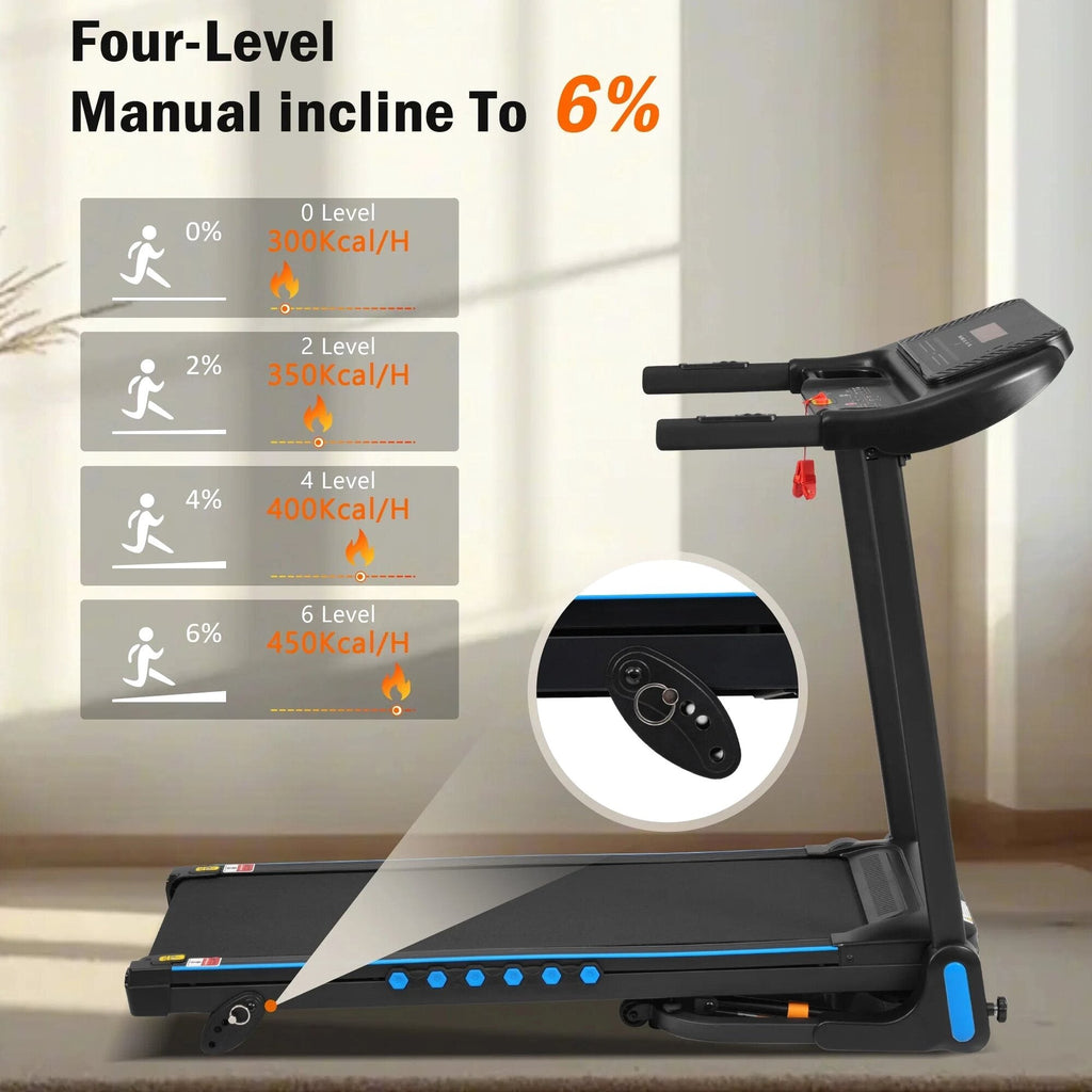 VLDTDRDI 500LBS 3.5HP Folding Treadmill with USB Charge Station,10Mph Electric Treadmil with Incline,Bluetooth Speaker,Device Holder and Pulse Sensor,Running Walking Exercise Machine