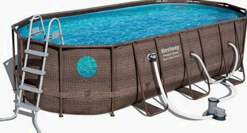 Bestway Power Steel 18' x 9 'x 48' above ground swimming pool Set with metal frame home swimming pool sand filter pump, skimmer and vacuum