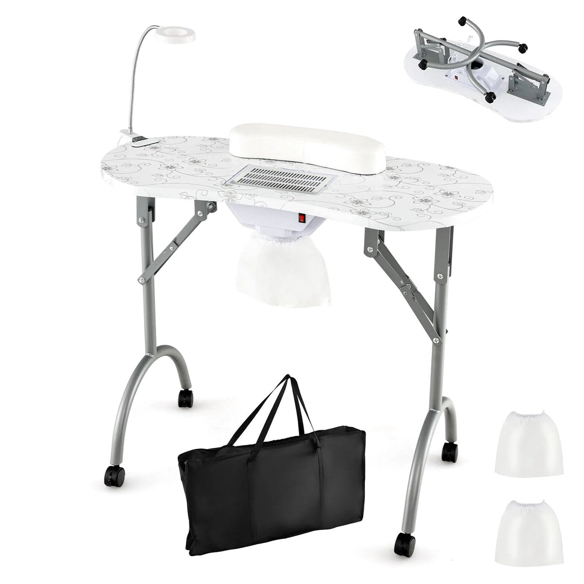 LDAILY Portable Nail Table with Electric Dust Collector