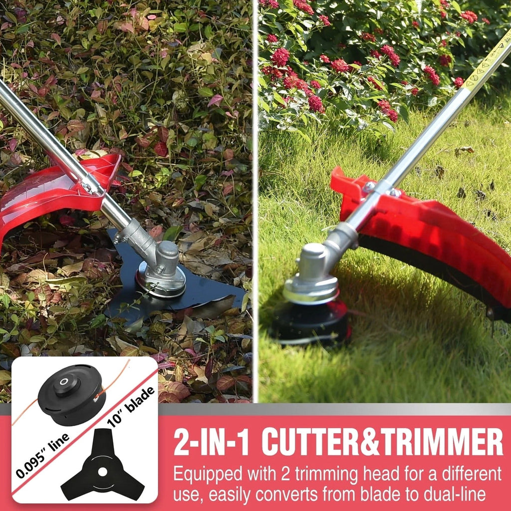 PowerSmart 4-Cycle 31cc 15lb Straight Shaft Gas String Trimmer Weed wacker and Brush Cutter for Lawns and Grass