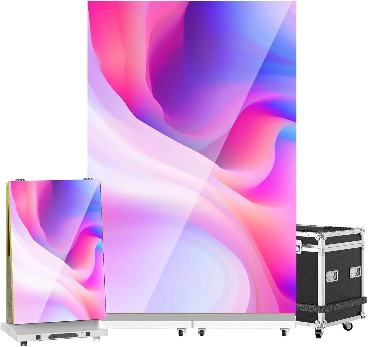 YCKJNB 80 inch P1.86 Flexible Spliceable LED Poster Display, Silver, 1-Pack Flight Case - P1.86