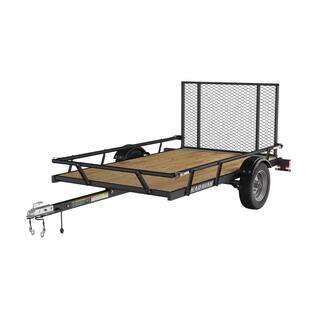 5 x 8 ft. Wood Floor Utility Trailer With Sliding Rail System - Black