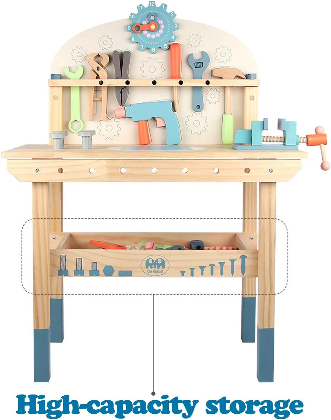 Toywoo Children's Wooden Tool Workbench With Tool Set, 23.5 x 11.7 x 31.3 in - WQSJ-ETXLT-SBN01
