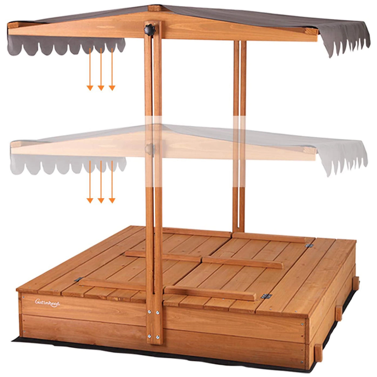 Morgete Outdoor Wooden Sandbox for Kids With Lid and 2 Benches - 47in