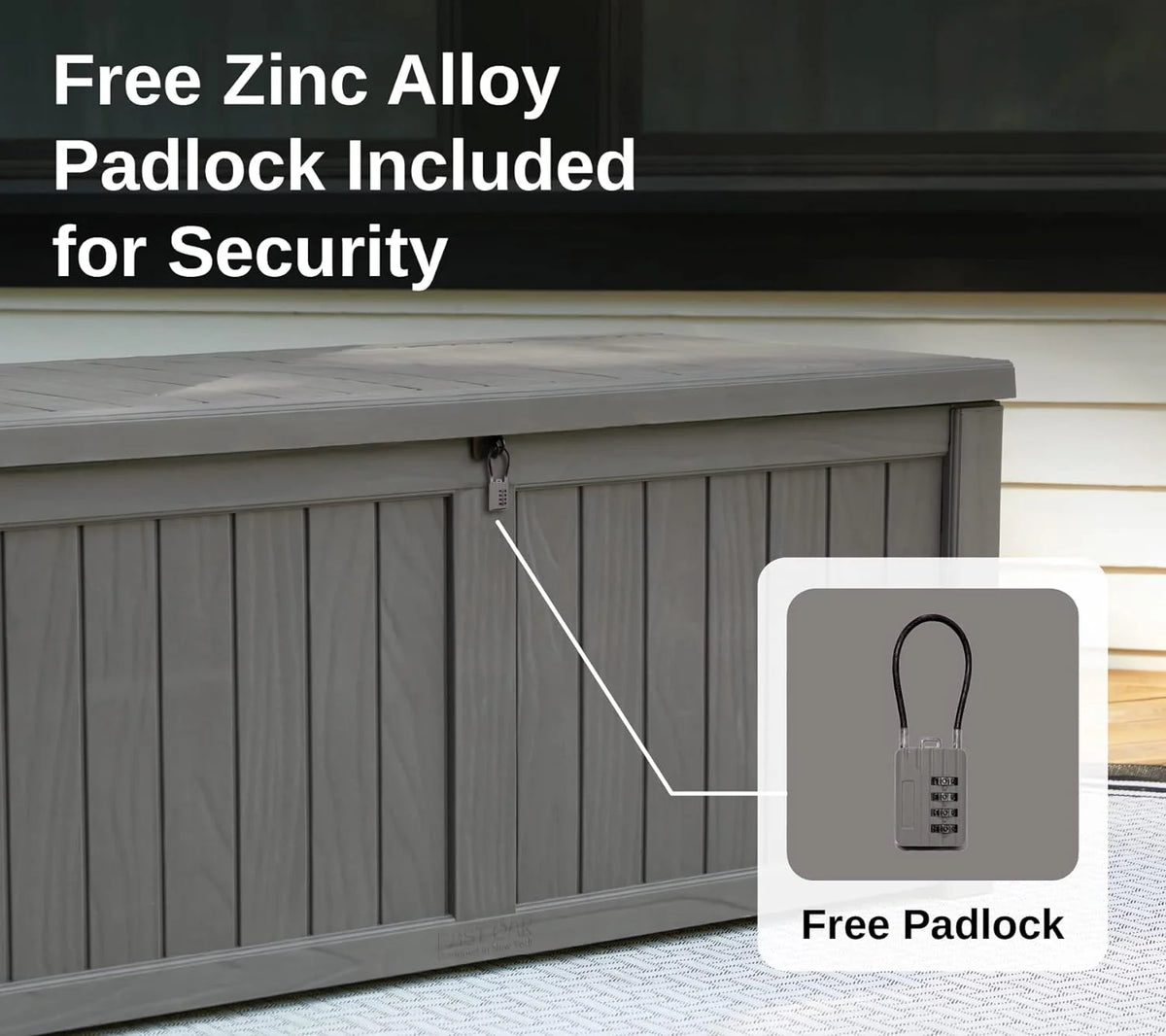 EAST OAK 230 Gallon Resin Deck Box, Grey - DB23005