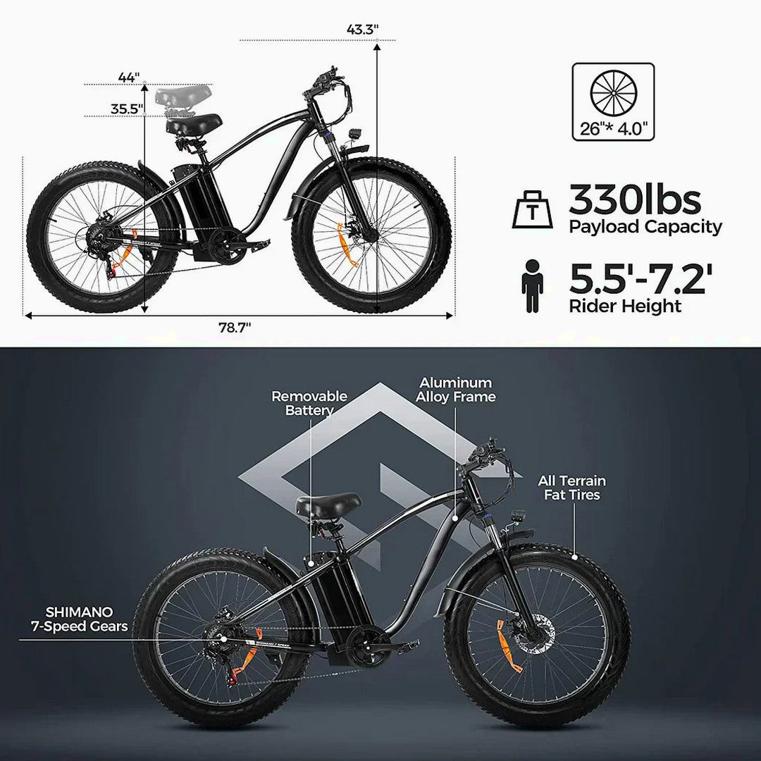 Outdoor electric bike with 48V/15Ah lithium battery