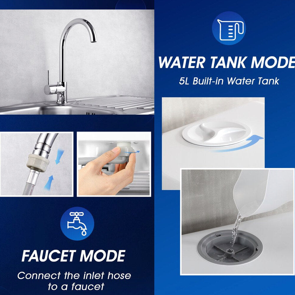 Portable Countertop Dishwasher with 5-Liter Built-In Water Tank and Air-Dry Function 5 Washing Programs