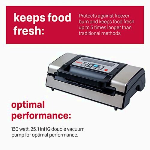Nesco Deluxe Food VS-12 Vacuum Sealer 130 Watts Kit Bags &amp; Viewing Lid