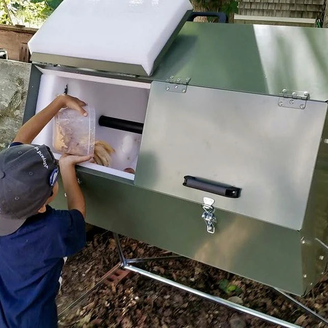 Jora 70 Gallon Dual-Chamber Tumbling Compost Bin With Tall Stand