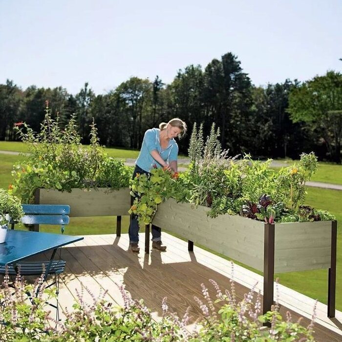 Watering Eco-Stained Elevated Planter Box